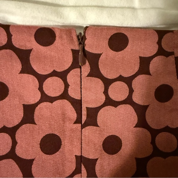Urban Outfitters Floral Mini Skirt Pink & Brown Retro Mod A-Line Cotton Blend S - Picture 5 of 12